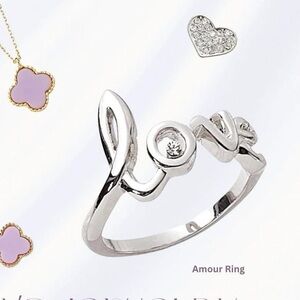 Park Lane Size 5 AMOUR Ring LOVE in Script Band Ring Silver Rhodium Plated NWT